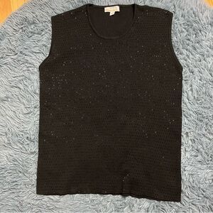 Peter Hahn Exclusive Embellished Beaded Ribbed Sleeveless Shell Top Size XL